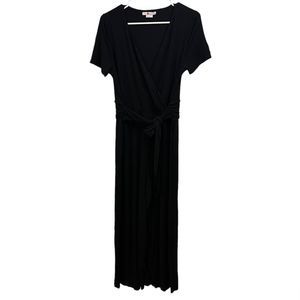 Boden Ellen Wrap Over Tie Waist Black Jumpsuit Size 12